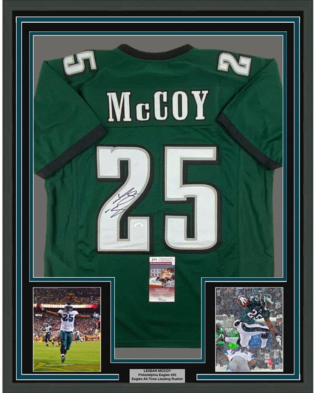 FRAMED Autographed Signed LESEAN MCCOY 33x42 Philadelphia Green Jersey CollectibleXchange