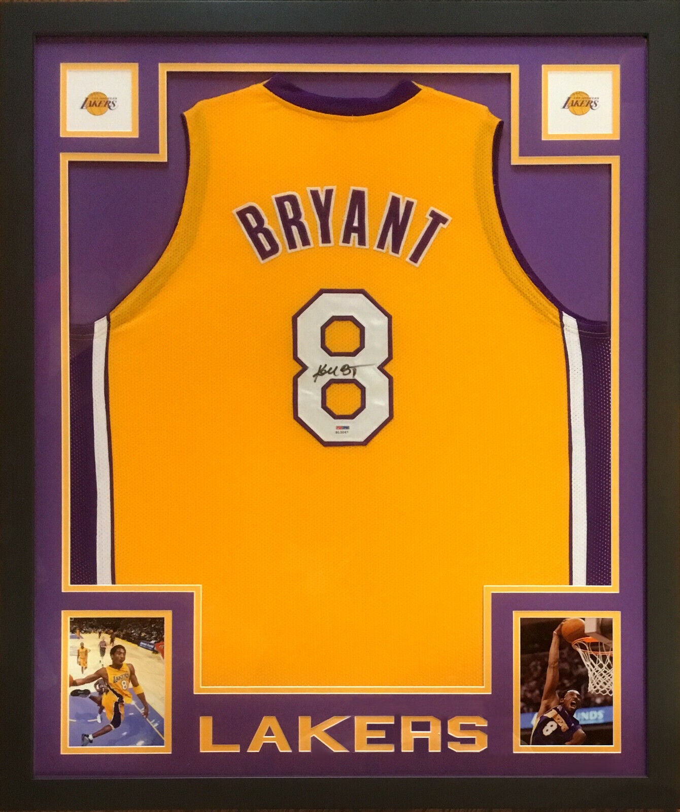 Signed and authenticated Kobe Bryant away Lakers Jersey #8