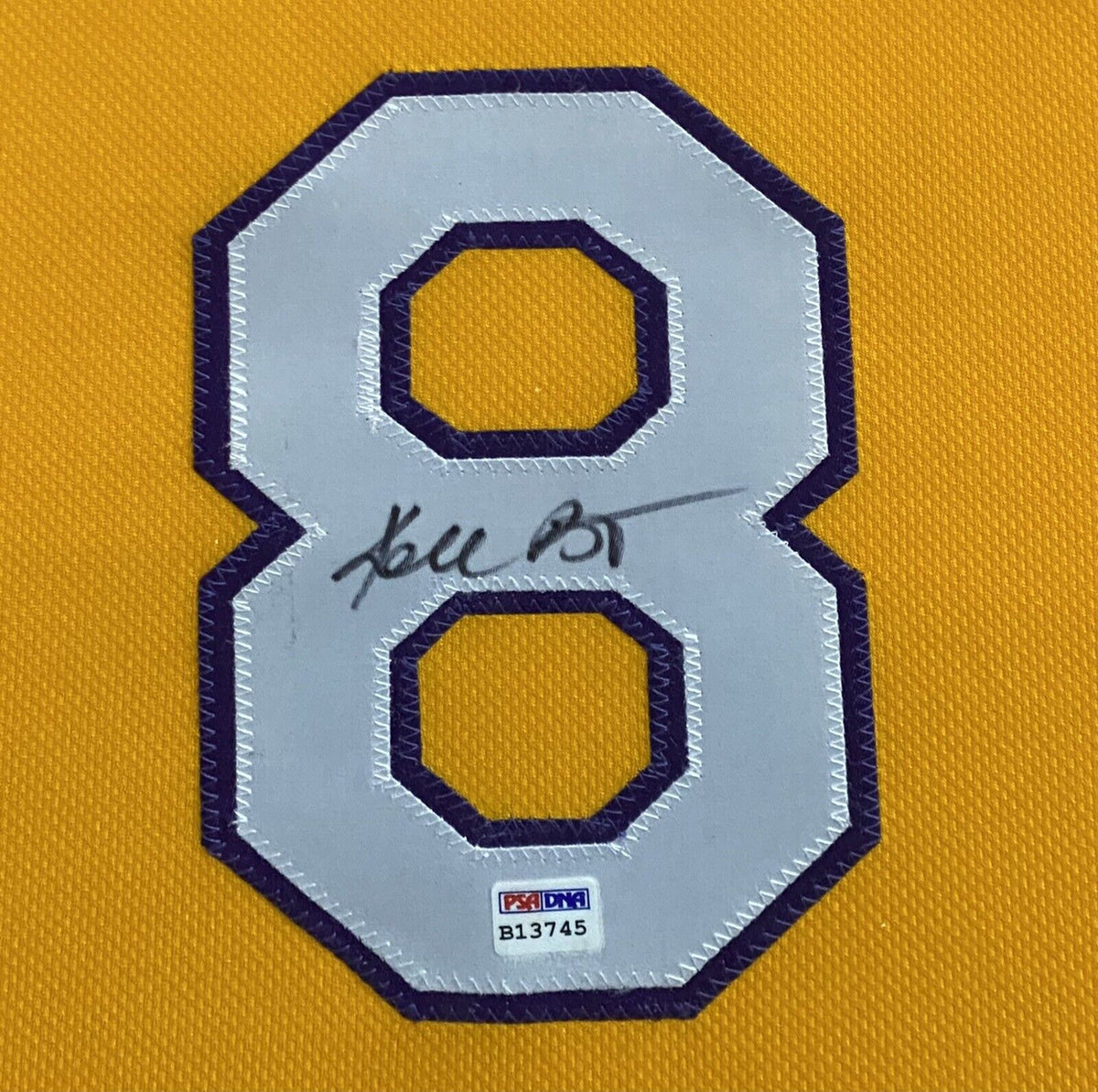 Kobe Bryant # 8 Los Angeles Lakers(Autographed)(Full Name)Framed Jersey(PSA/COA)