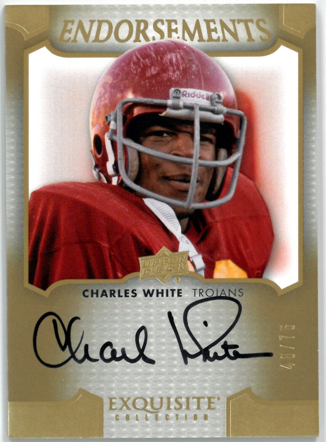 Charles White signed 2011 Upper Deck Exquisite Auto Card #E-CW- 49/75 (Heisman) Image 1
