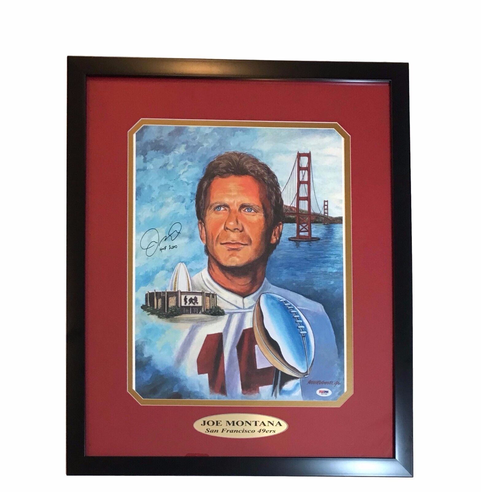 Joe Montana San Francisco 49ers Framed Autographed 16 x 20 Hands Up  Photograph