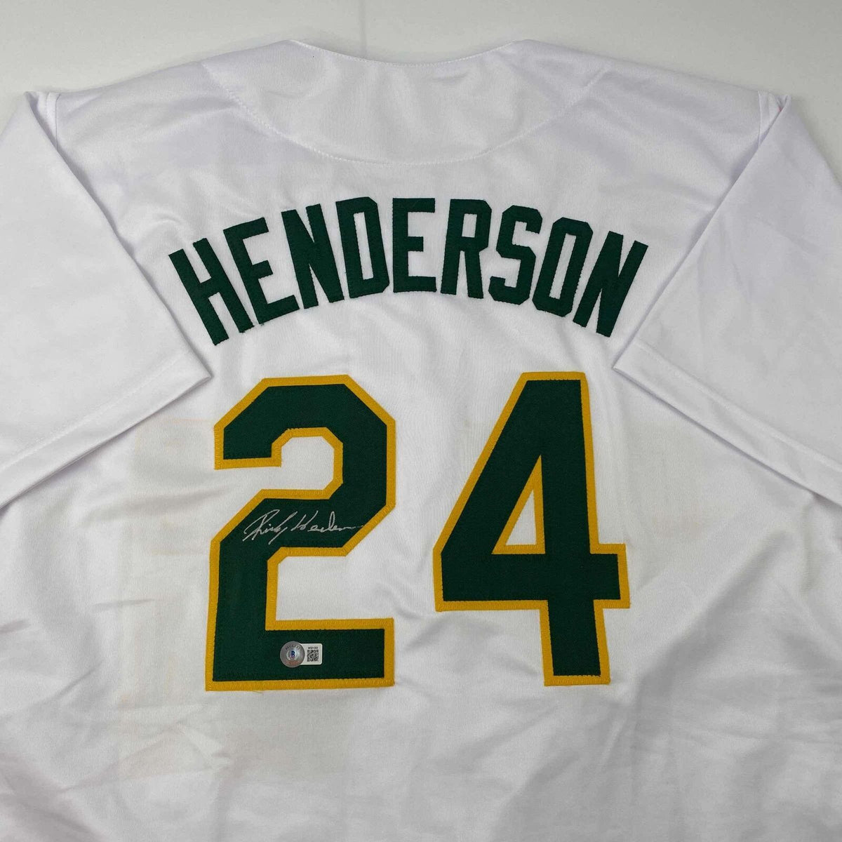 Ricky Henderson Autographed Oakland A's White Majestic Jersey