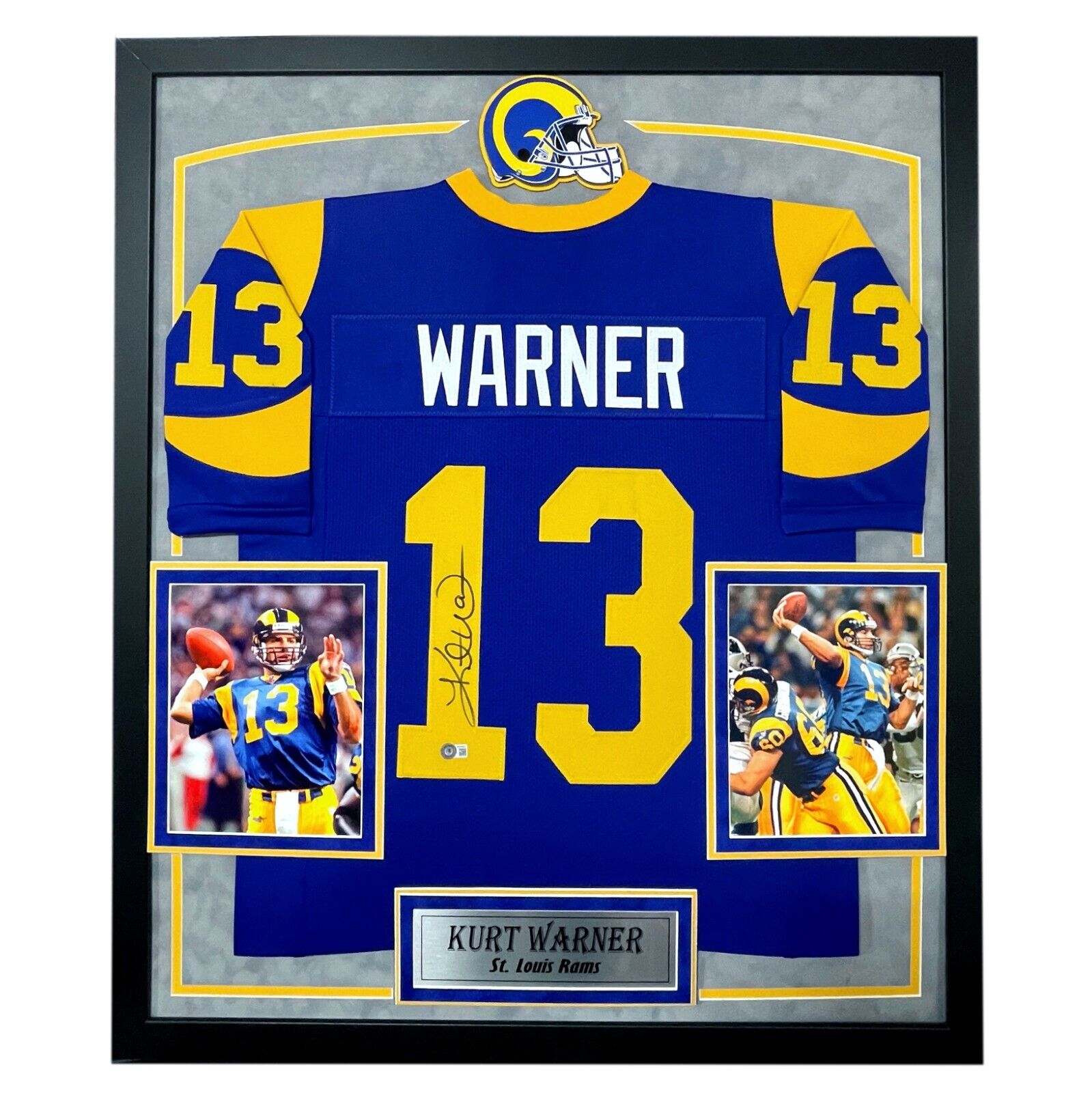 Kurt Warner Autographed Signed Authentic Red Pro Style Framed Jersey  Beckett Witnessed