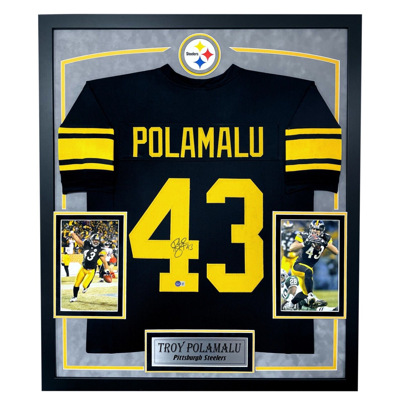 Troy Polamalu Autographed Pittsburgh Steelers Black Jersey Framed BAS –  CollectibleXchange