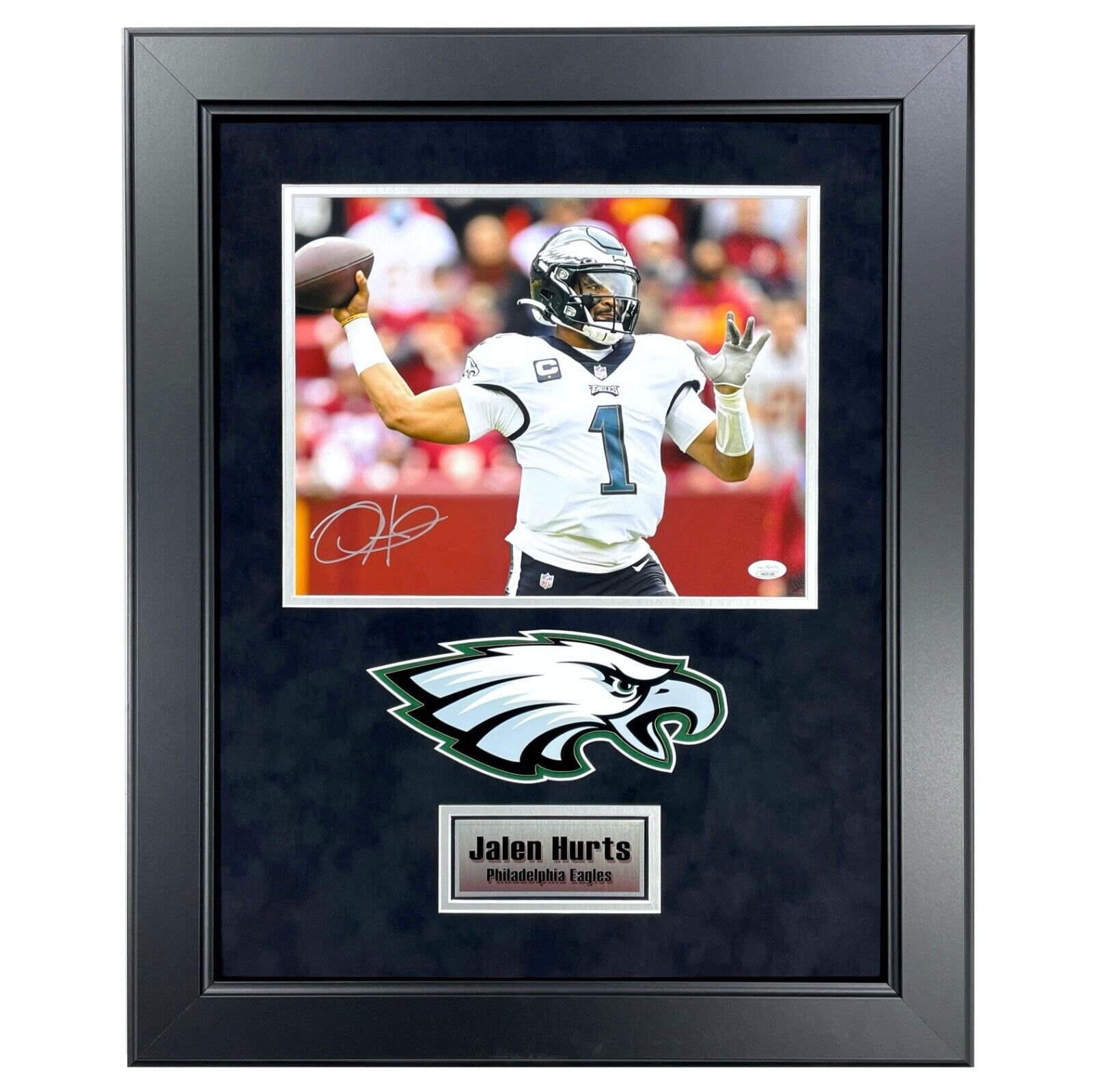 Jalen Hurts Autographed Philadelphia Eagles 8x10 Photo Framed JSA