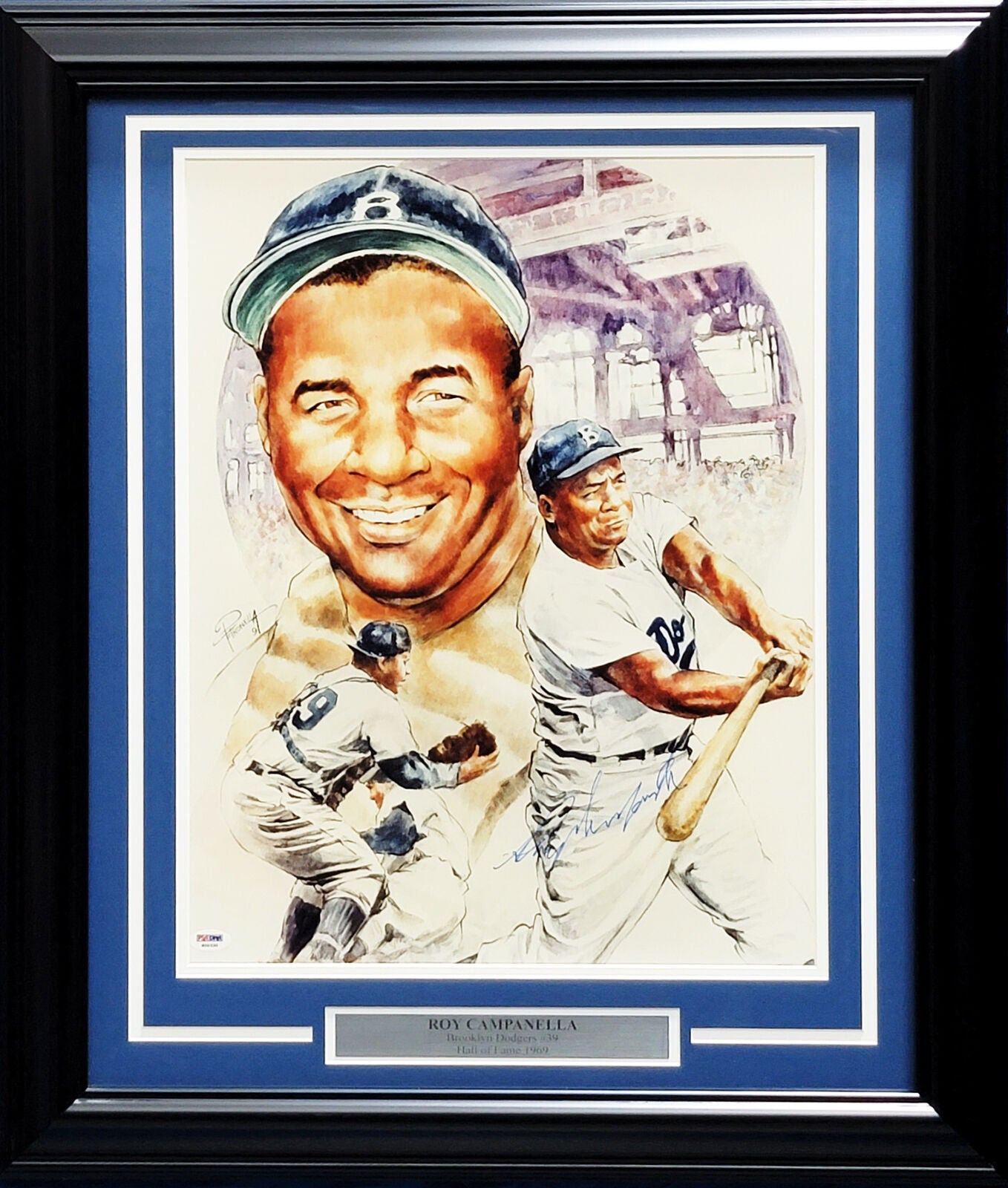 At Auction: Signed Roy Campanella Baseball photo Dodgers