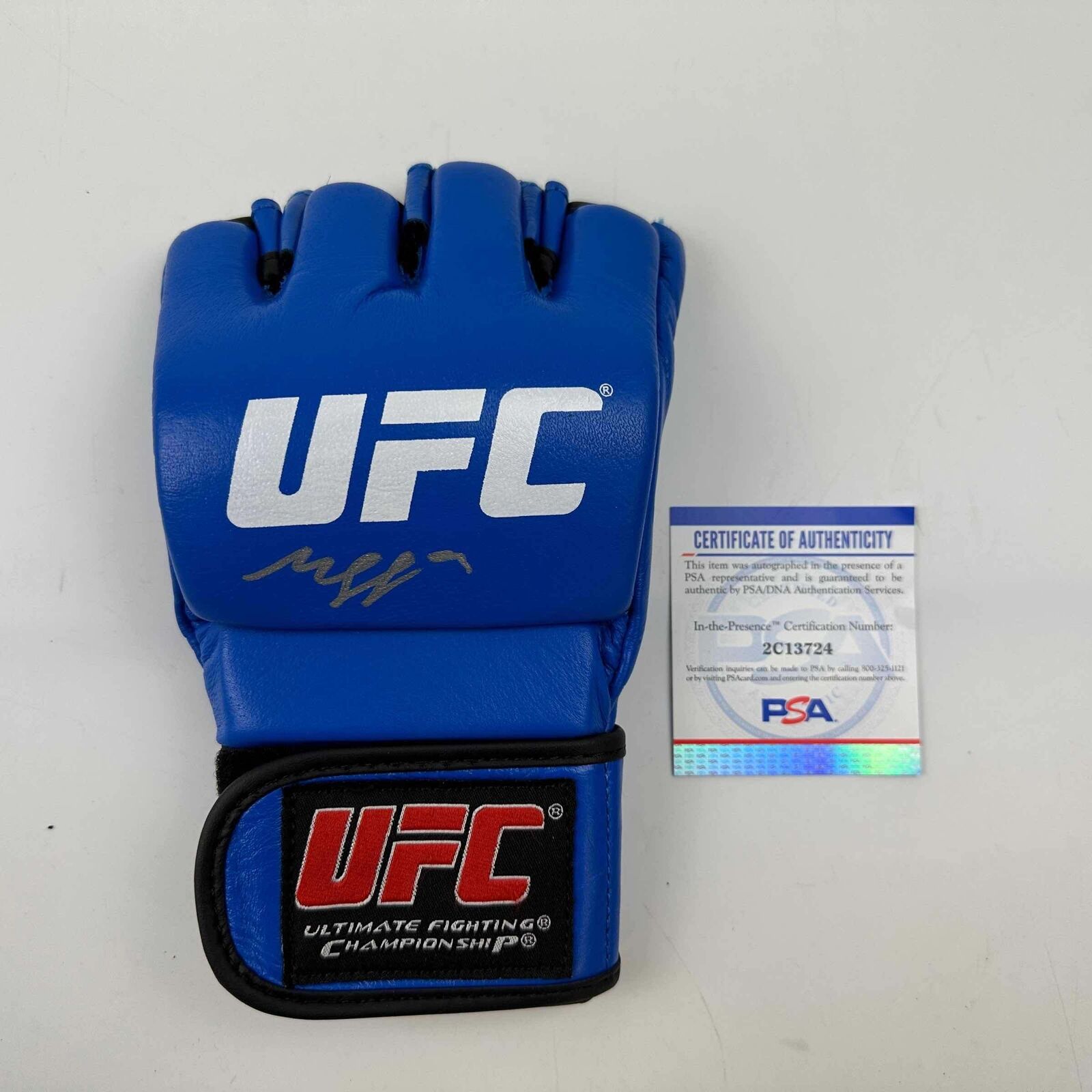 Autographed/Signed Khamzat Borz Chimaev UFC MMA Fighting Blue Glove PSA/DNA  COA