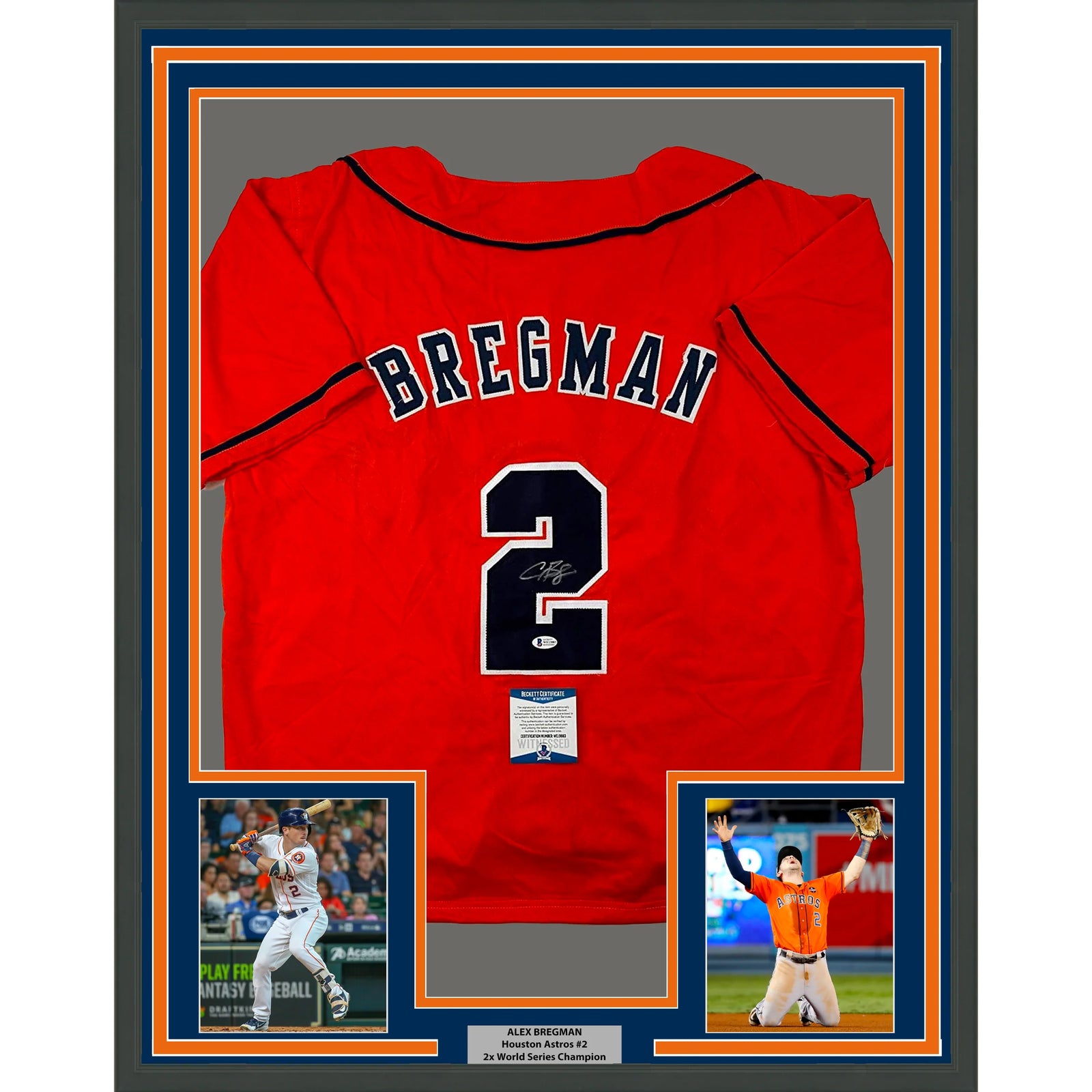 Framed Autographed/Signed Alex Bregman 33x42 Houston Orange Jersey BAS –  CollectibleXchange