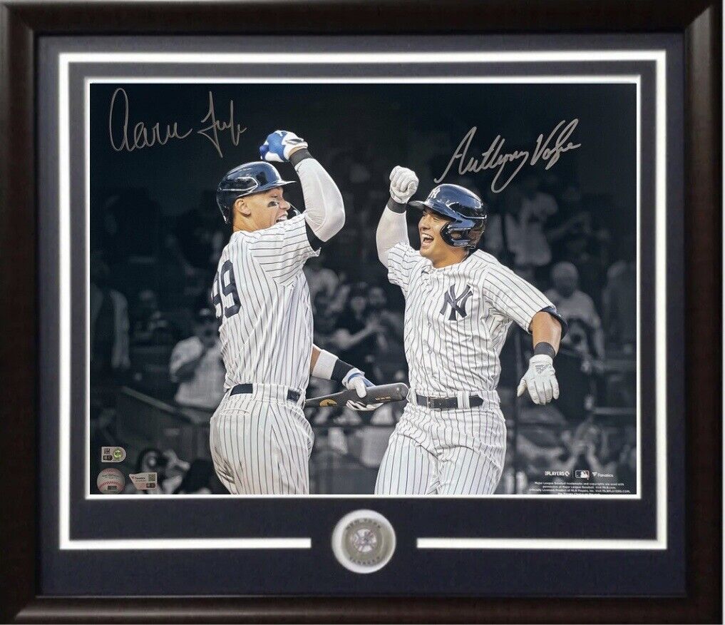 Aaron Judge Signed 16x20 Framed Yankees coin autograph Fanatics