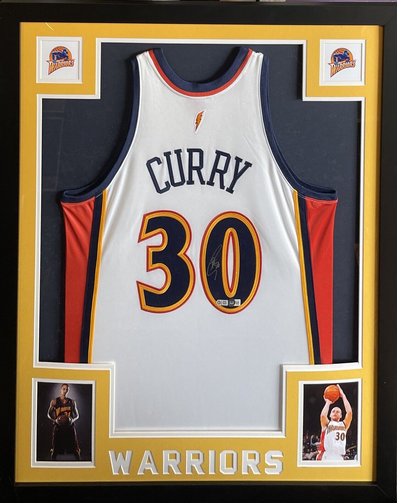 Steph Curry Signed Framed Authentic Warriors Rookie Throwback