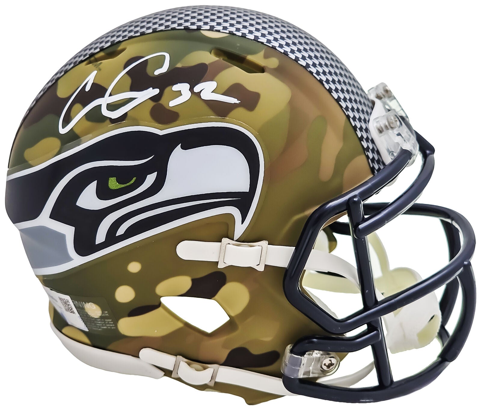 Chris Carson Seattle Seahawks Autographed Riddell Flat White Alternate  Revolution Speed Mini Helmet