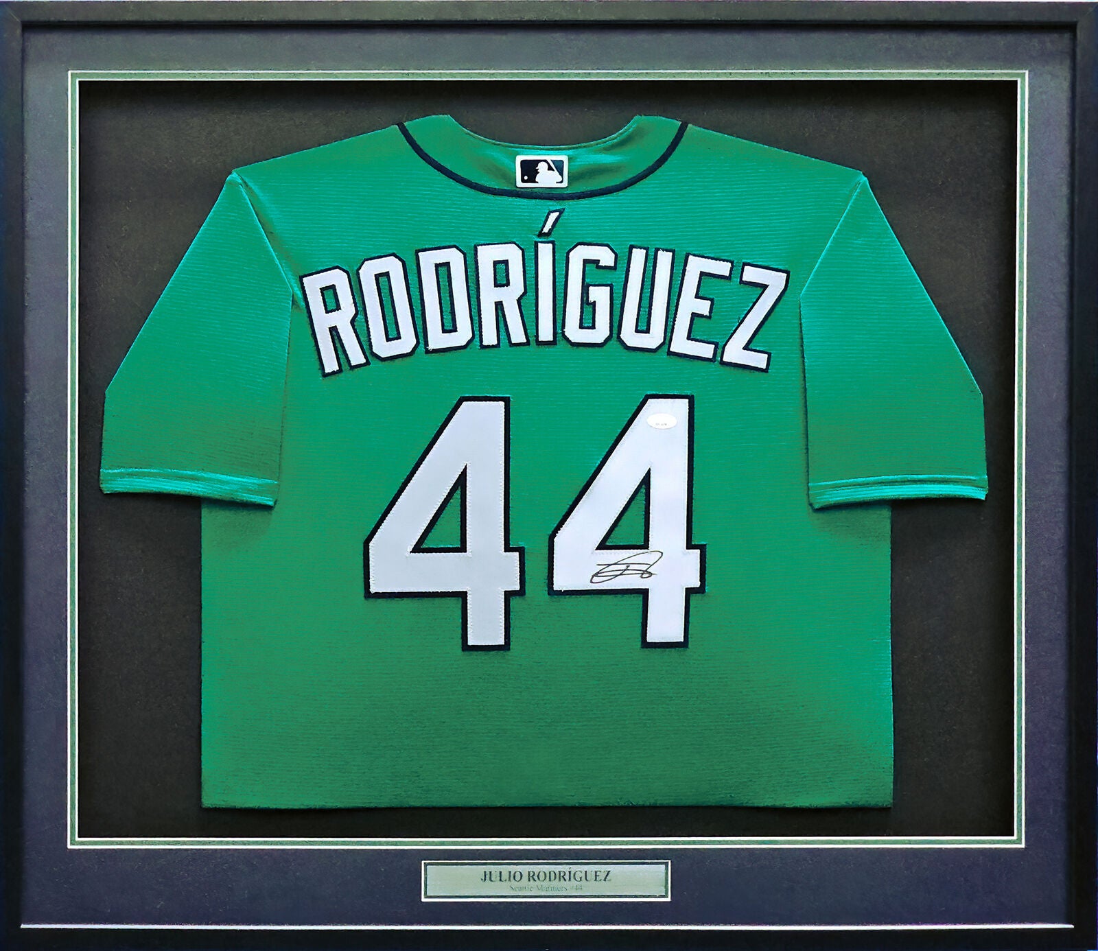 SEATTLE MARINERS JULIO RODRIGUEZ AUTOGRAPHED FRAMED TEAL NIKE