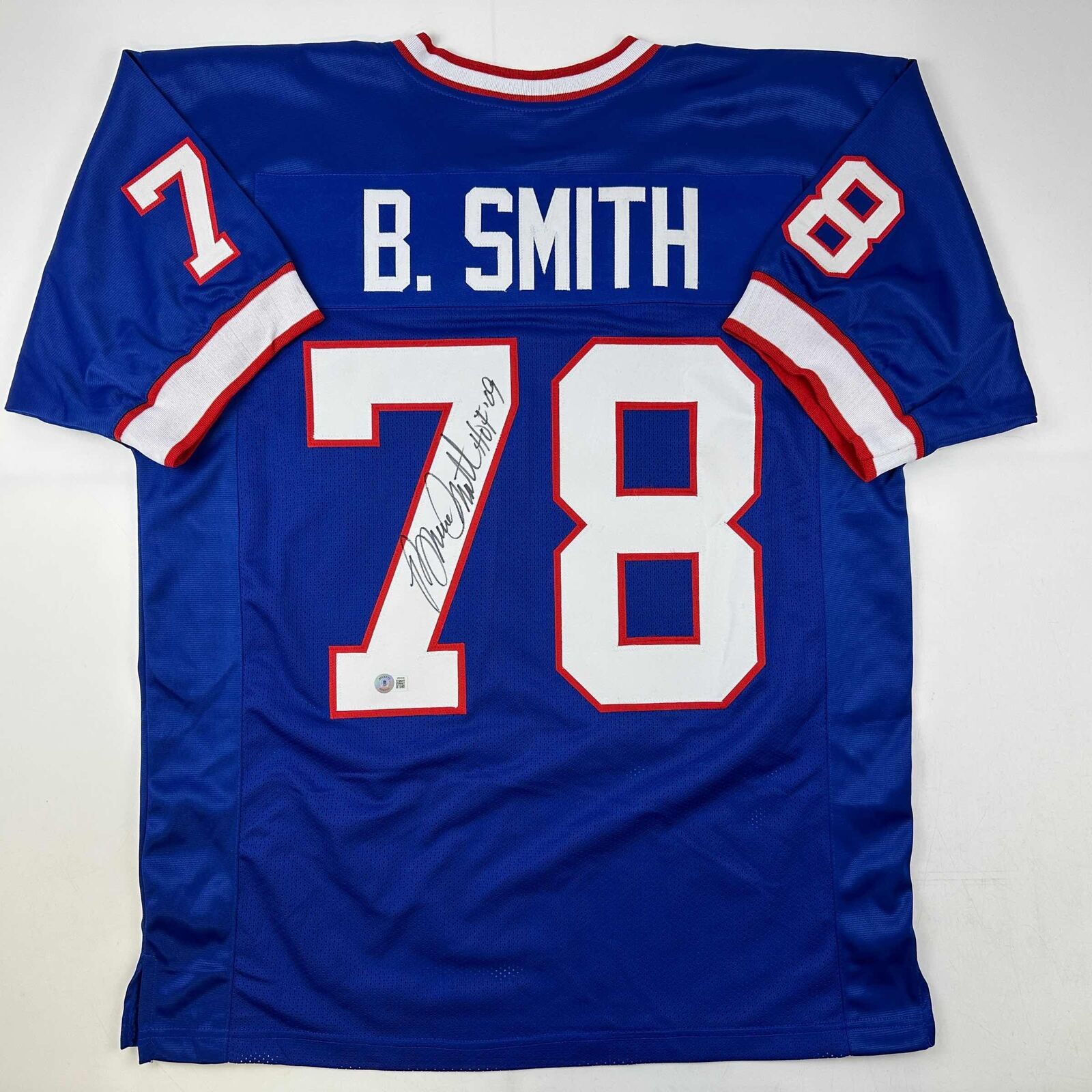 Autographed/Signed Bruce Smith HOF 09 Buffalo Blue Football Jersey Bec –  CollectibleXchange
