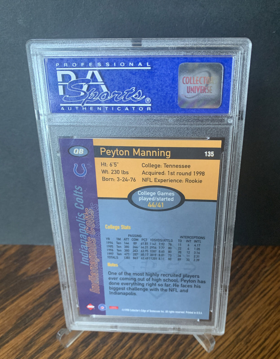 Peyton Manning Signed 1998 Collector's Edge First Place #135 RC (PSA)