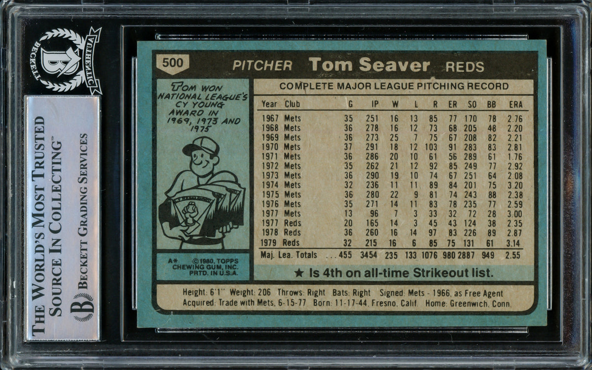 1980 Topps Tom Seaver Signed. #500 PSA – Brigandi Coins & Collectibles