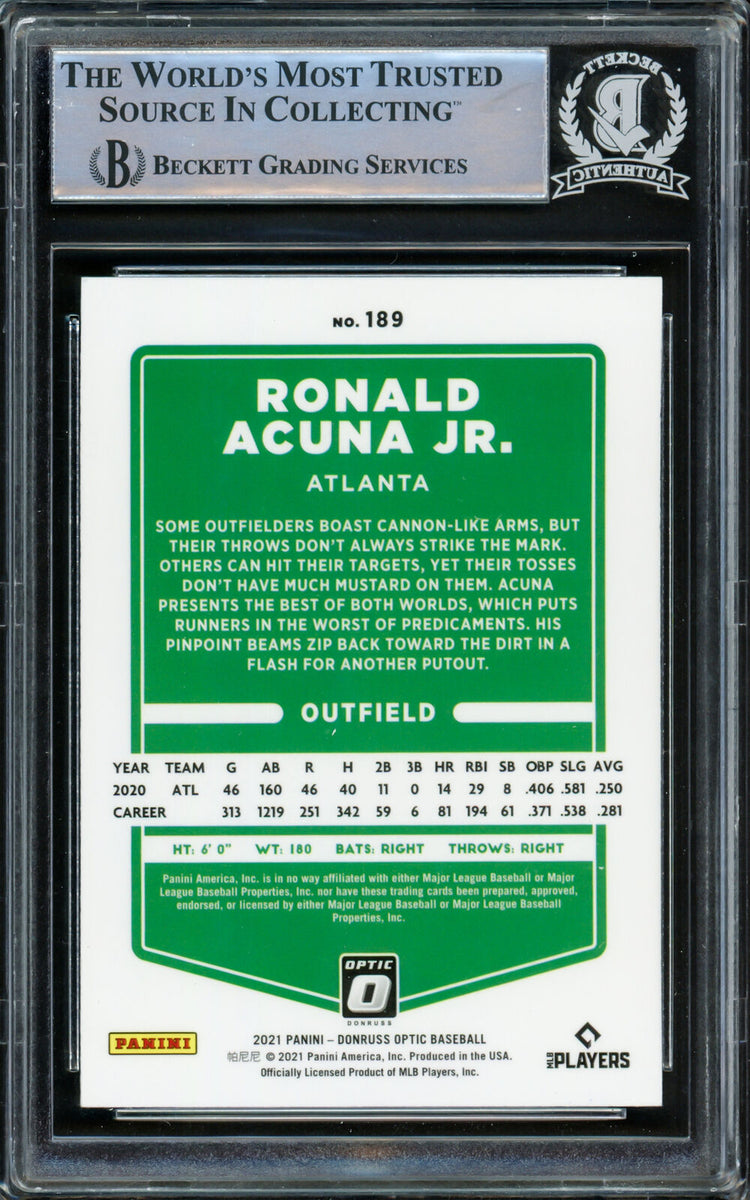 Ronald Acuna Jr. Autographed 2021 Donruss Optic Card Braves Beckett #1 –  CollectibleXchange