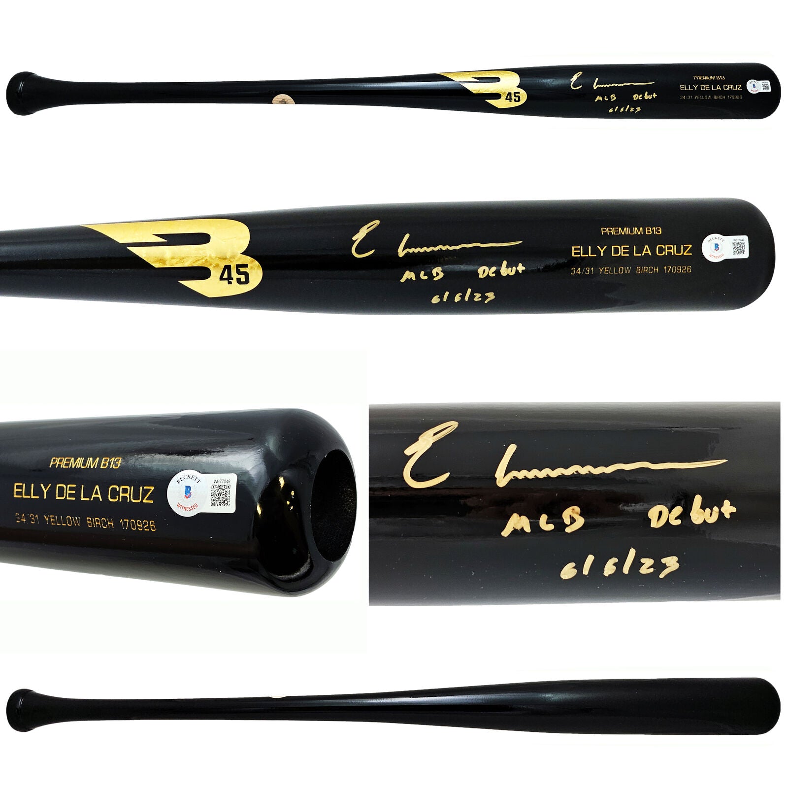 Elly De La Cruz Signed Louisville Slugger Baseball Bat (Beckett)