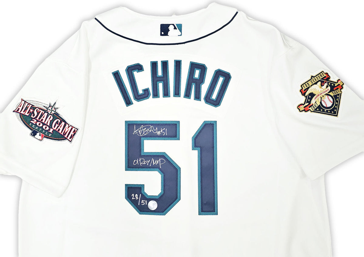 MARINERS ICHIRO SUZUKI AUTOGRAPHED M&N 2001 ALL STAR JERSEY 48 01 ROY/ –  CollectibleXchange