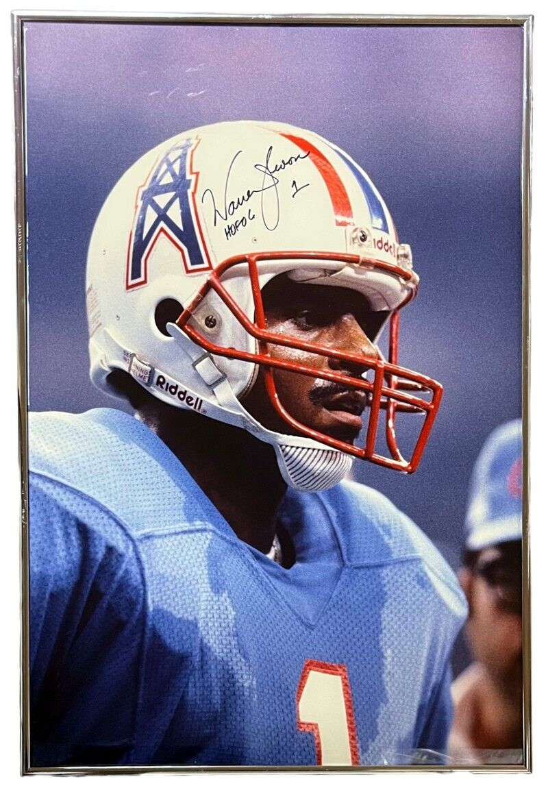 Warren Moon Autographed Houston Oilers Custom Jersey HOF 06