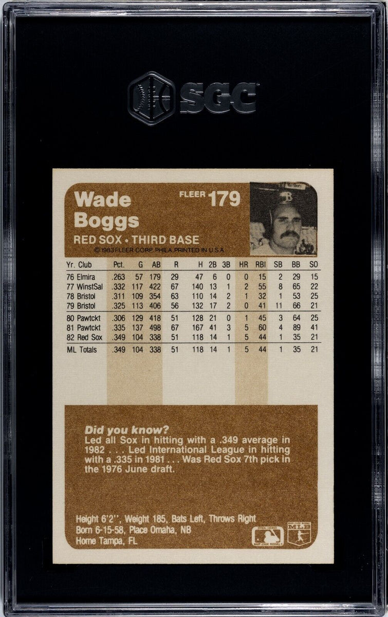Wade Boggs Boston Red Sox 1983 Fleer # 179 Rookie Card