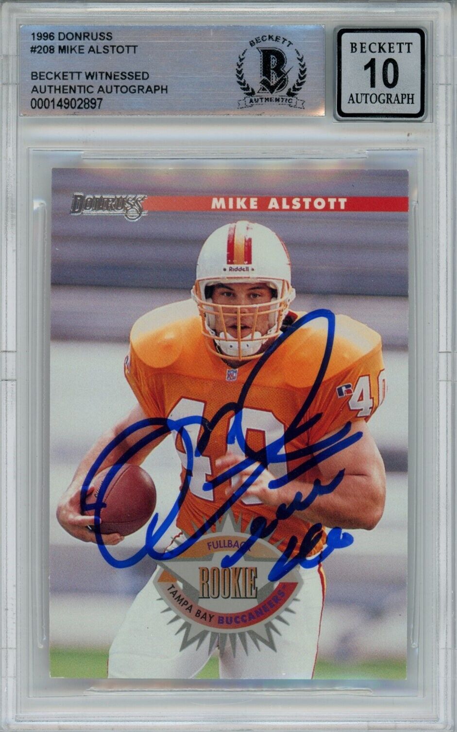 Mike Alstott Signed Tampa Bay Bucs 1996 Donruss #208 Beckett Auto 10 4 –  CollectibleXchange