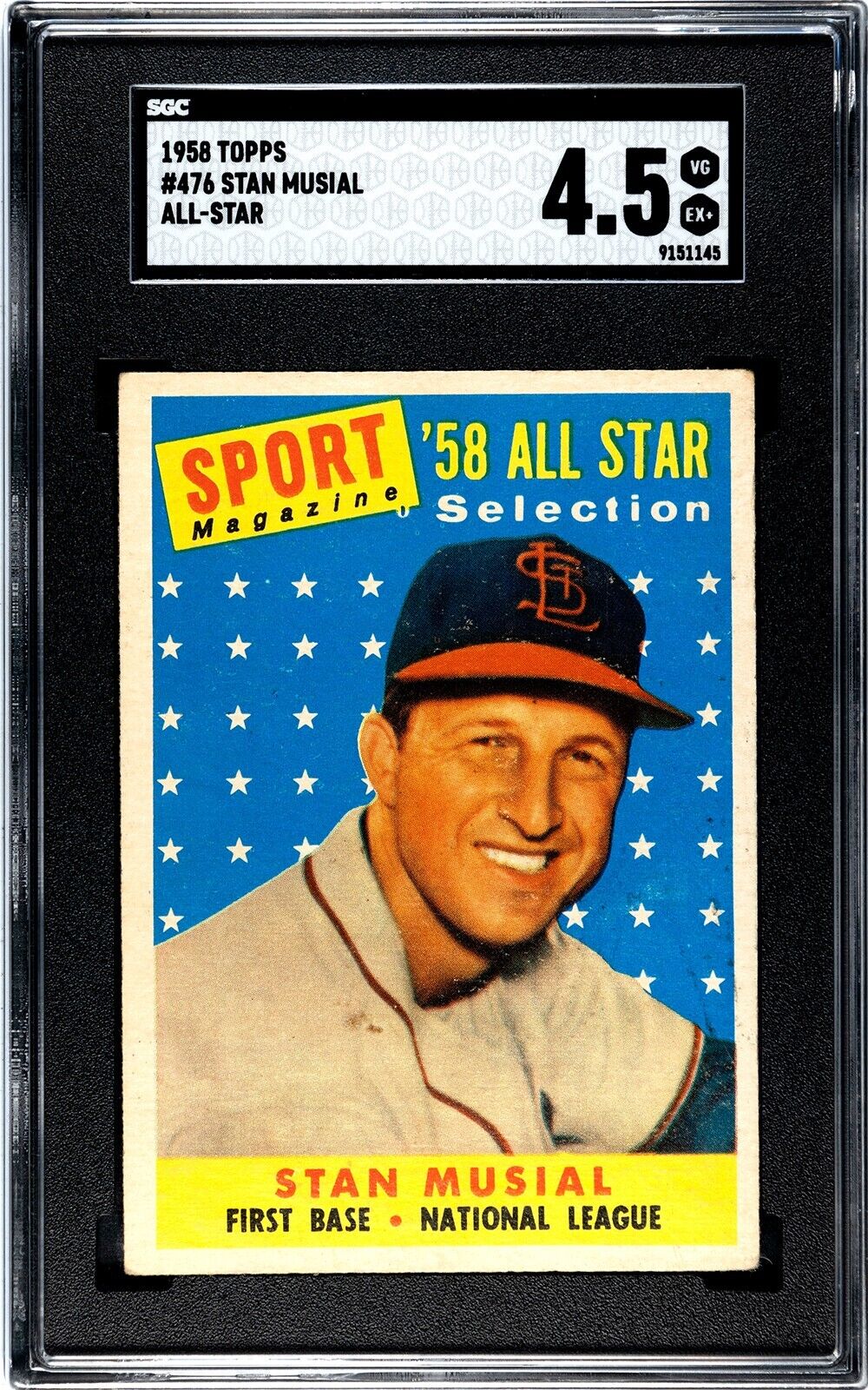 Stan Musial 1958 Topps All-Star Baseball Card #476- SGC Graded 4.5 VG- –  CollectibleXchange