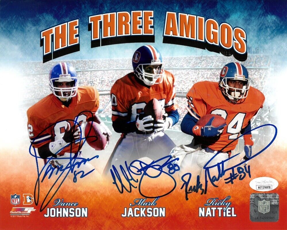 Vance Johnson, Mark Johnson and Ricky Nattiel Denver Broncos 8X10 Phot –  Latitude Sports Marketing