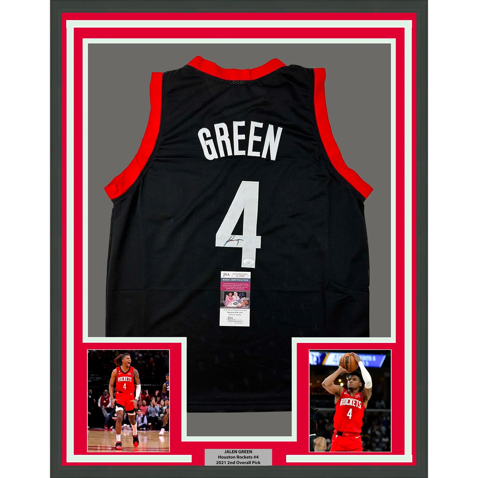 Framed Autographed/Signed Jalen Green 33x42 #4 Houston Black Jersey JS –  CollectibleXchange