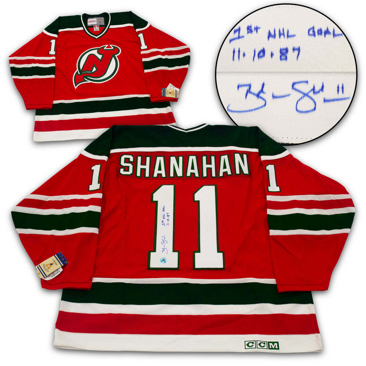 Brendan Shanahan New Jersey Devils Signed & Dated 1st Goal Vintage