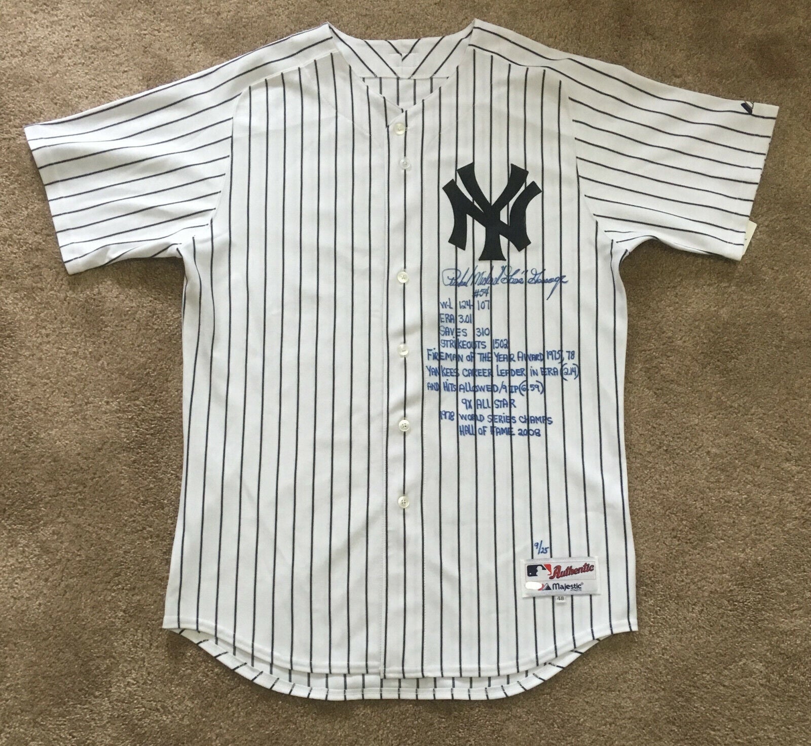 Goose Gossage Yankees signed stat jersey #54 Mint Autograph HOF 2008 C –  CollectibleXchange