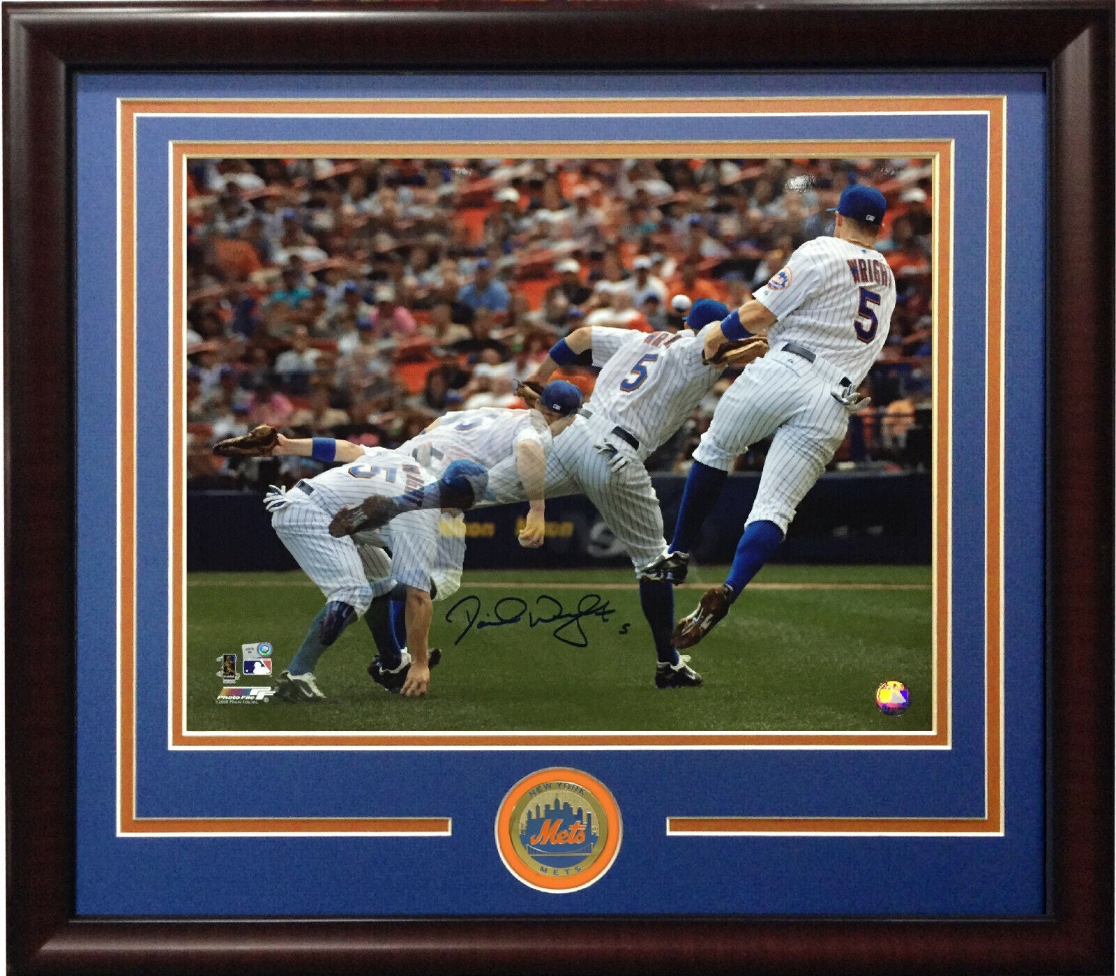 David Wright Signed 16x20 Photo Framed Mets coin captain autograph