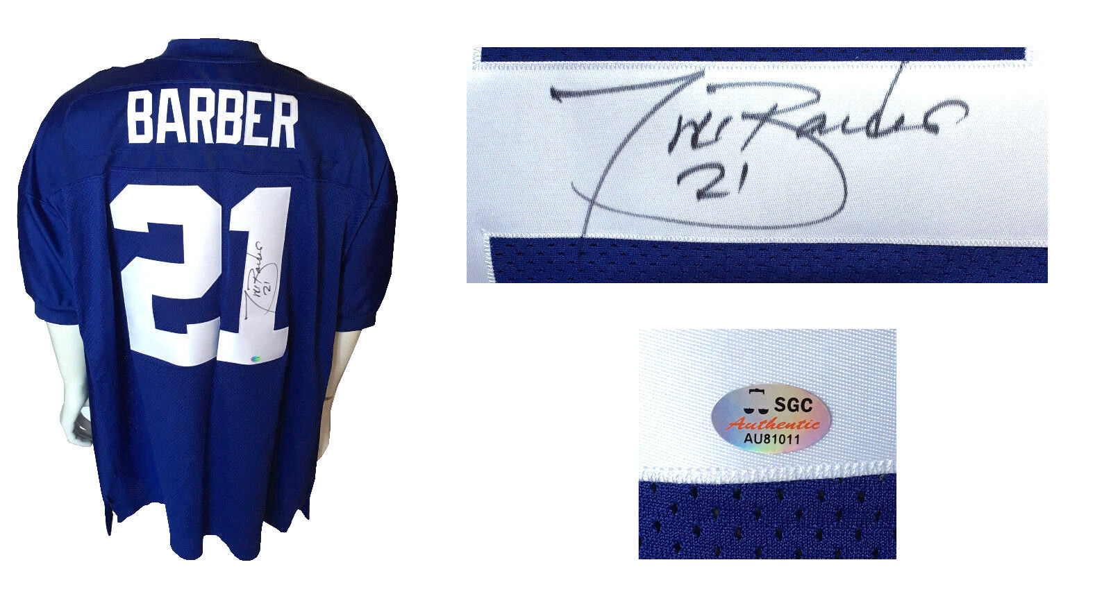 Tiki Barber New York Giants Autographed White Reebok Authentic Jersey