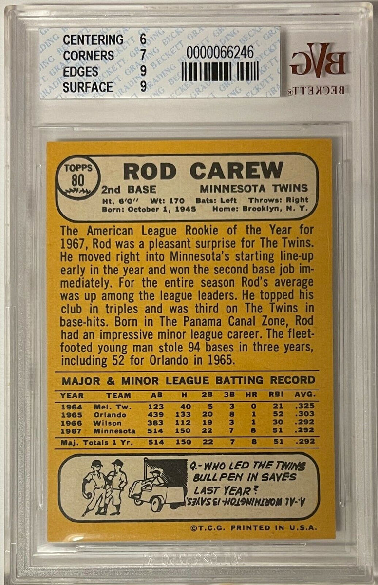 Rod Carew 1968 Topps Card #80