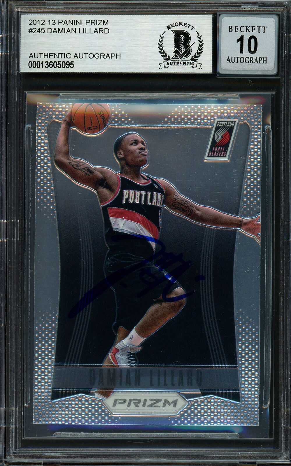 Damian Lillard 2012-13 Panini Prizm RC Gem 10 Auto On Card Beckett 13605095