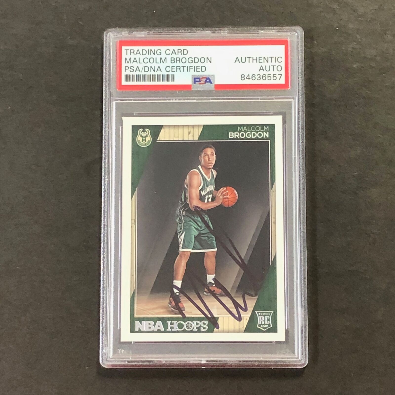 2016-17 NBA Hoops #291 Malcolm Brogdon Signed Card AUTO PSA/DNA Slabbed RC  Bucks