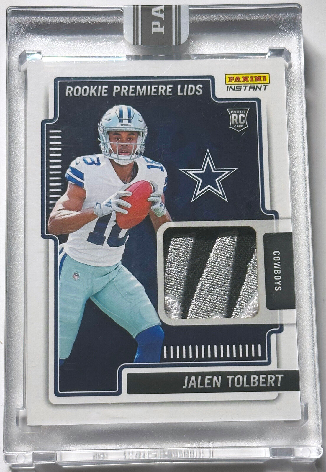 JALEN TOLBERT ROOKIE PREMIERE LIDS COWBOYS HAT PATCH PANINI INSTANT CA –  CollectibleXchange