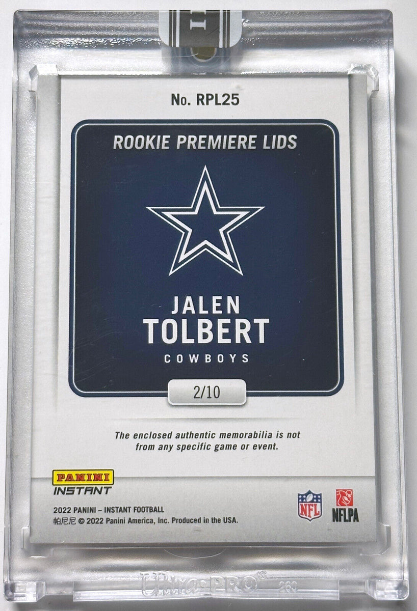 JALEN TOLBERT ROOKIE PREMIERE LIDS COWBOYS HAT PATCH PANINI INSTANT CA –  CollectibleXchange