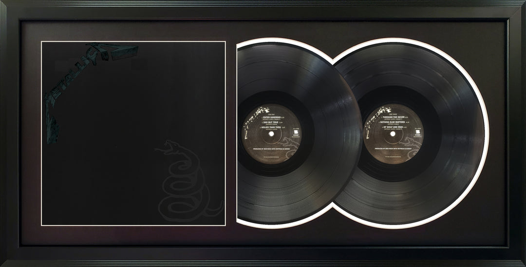 Metallica Metallica (The Black Album) Genuine Double Vinyl Record & Cover Professionally Framed 17.5 x 34.5 Wall Display with a Black Mat