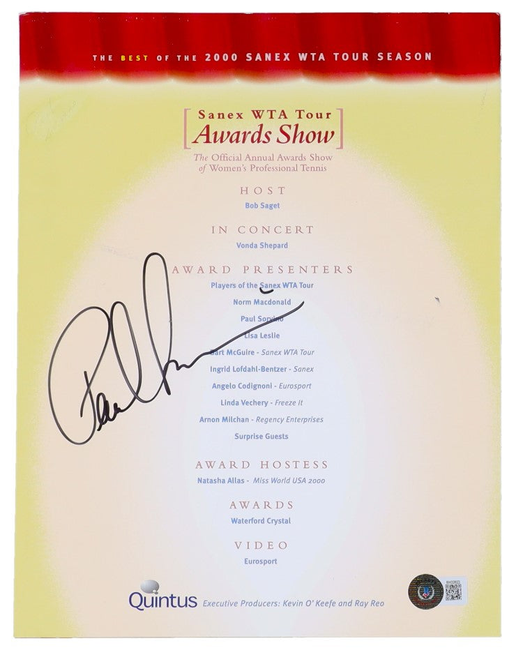 Paul Sorvino Legendary Actor (Goodfellas Movie) Signed 2000 Sanex WTA Tour Awards Show Four (40 Page Program (Beckett)