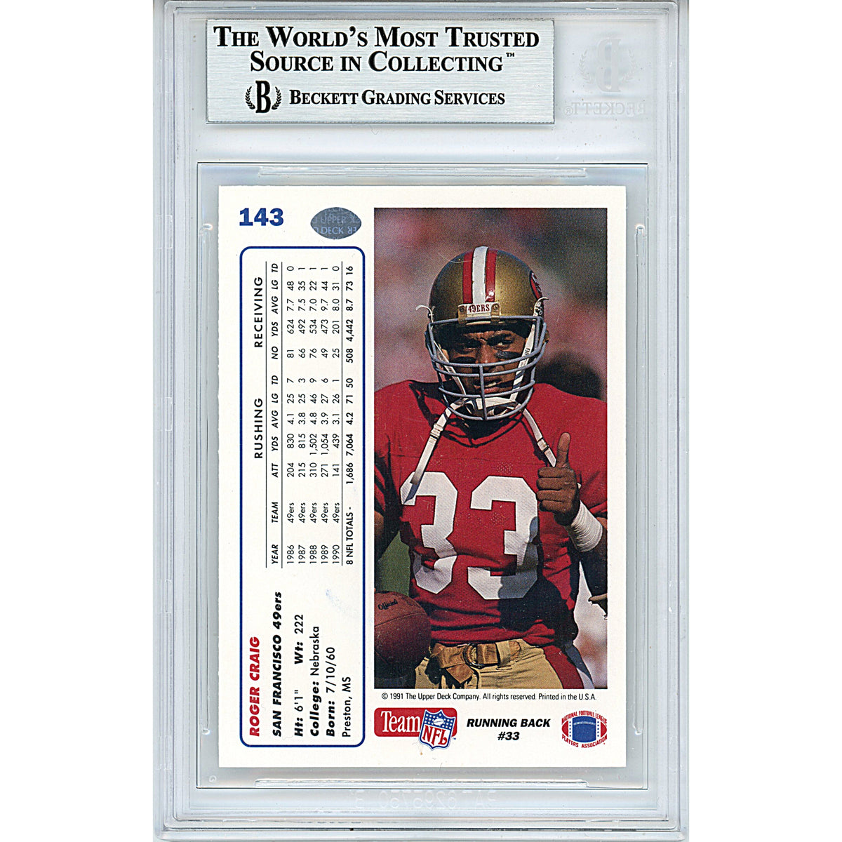 Roger Craig Signed San Francisco 49ers 1991 Upper Deck Football Card I –  CollectibleXchange