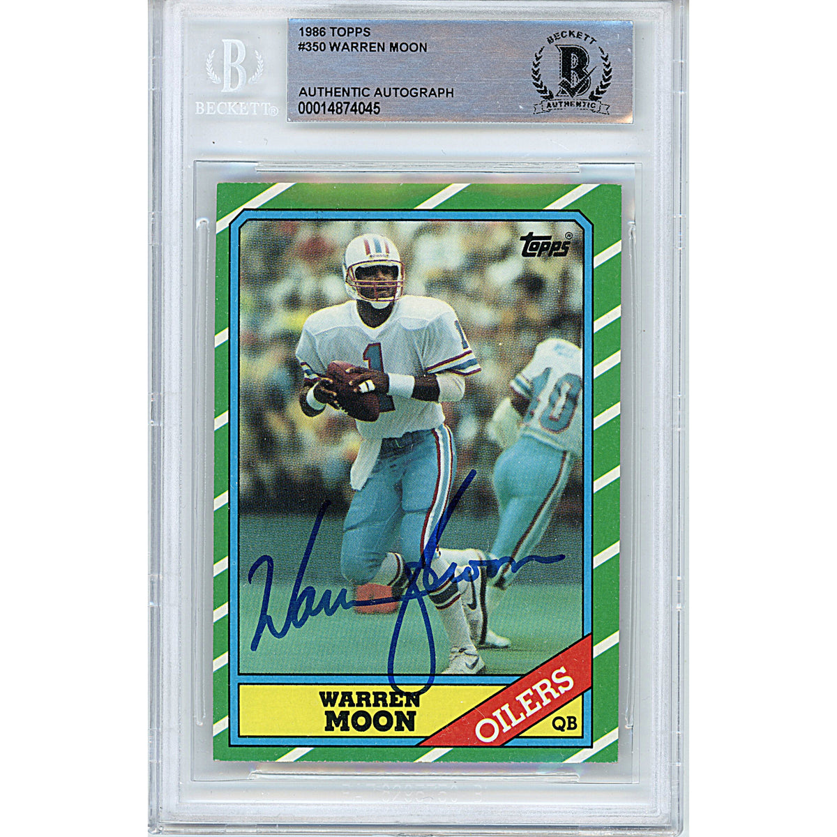 Warren Moon Signed 1986 Topps NFL Football Card Houston Oilers Beckett –  CollectibleXchange