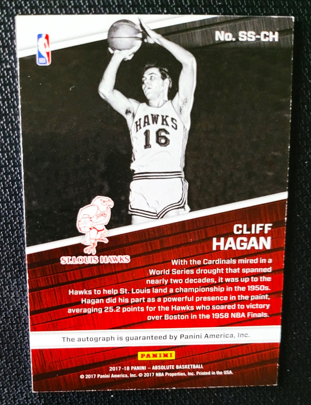 2017-2018 Cliff Hagan St. Louis Hawks and Hall of Famer Panni Signature Standouts Absolute Memorabila #SS-CH (Panni Authentcated)