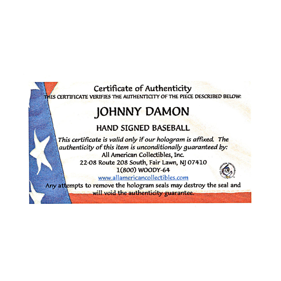 Johnny Damon Yankees, Red Sox, A's, Royals Autographed Signed OMLB Baseball (All American Collectibles COA)