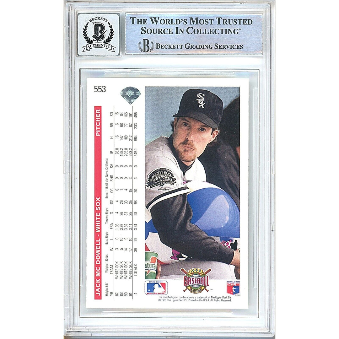 Jack McDowell Chicago White Sox Signed 1992 Upper Deck Card BGS Auto 10 Graded Slab