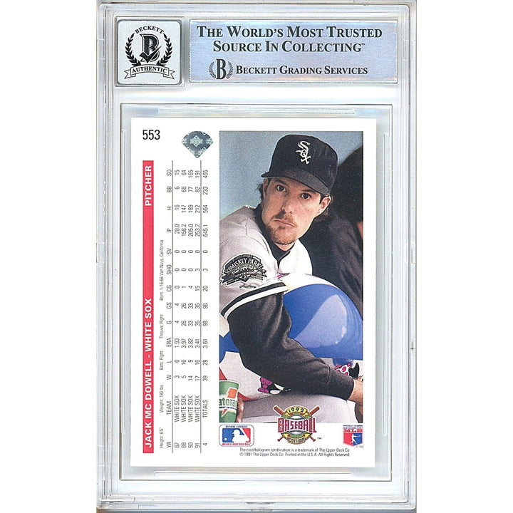 Jack McDowell Chicago White Sox Signed 1992 Upper Deck Card BGS Auto 10 Graded Slab