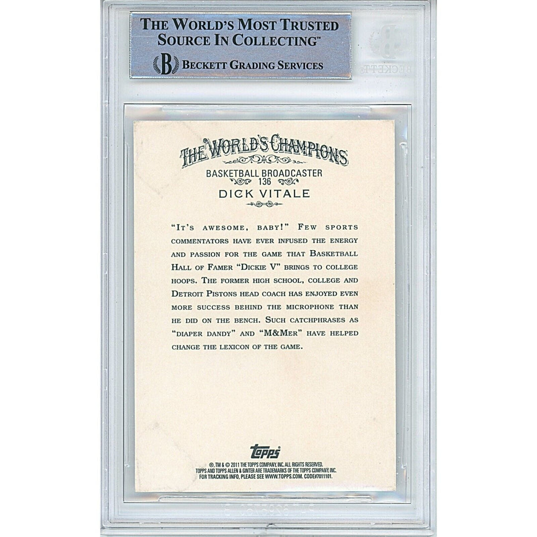 Dick Vitale ESPN Signed 2011 Topps Allen and Ginter Basketball Card Beckett Auth Auto Slab