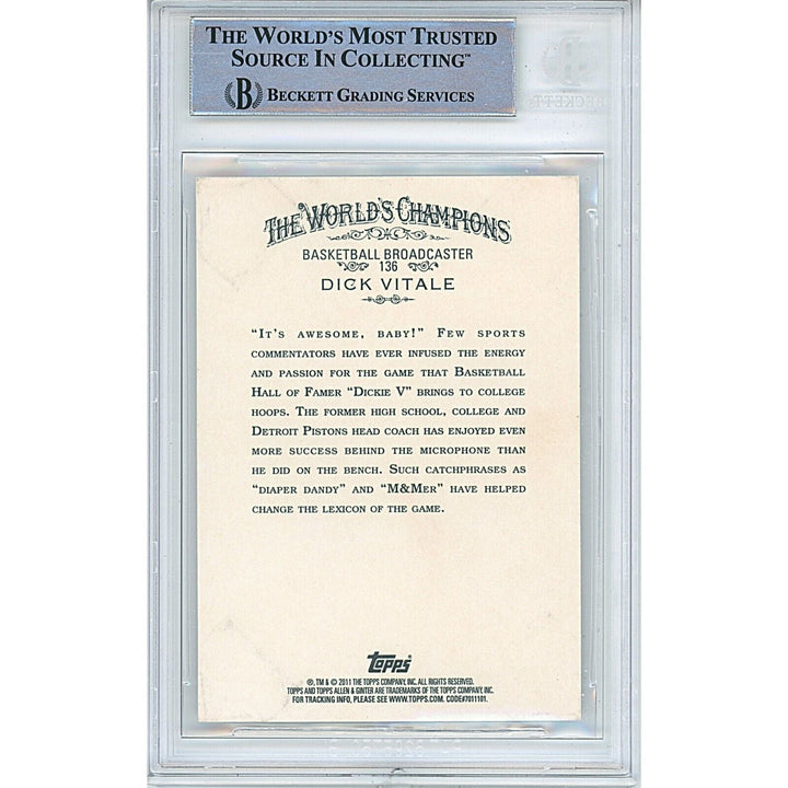 Dick Vitale ESPN Signed 2011 Topps Allen and Ginter Basketball Card Beckett Auth Auto Slab