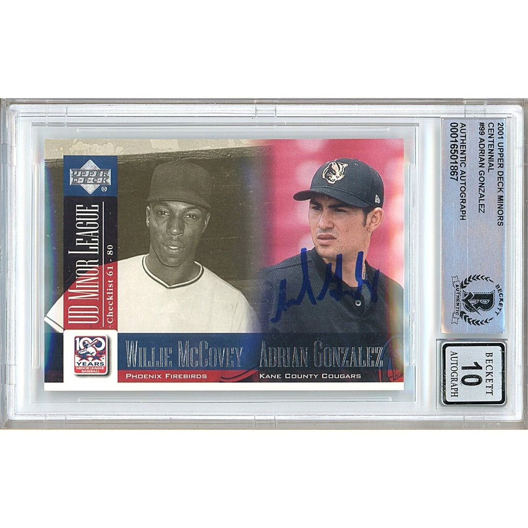 Adrian Gonzalez Signed 2001 Upper Deck Minors #99 Rookie Card BGS Auto 10 Graded