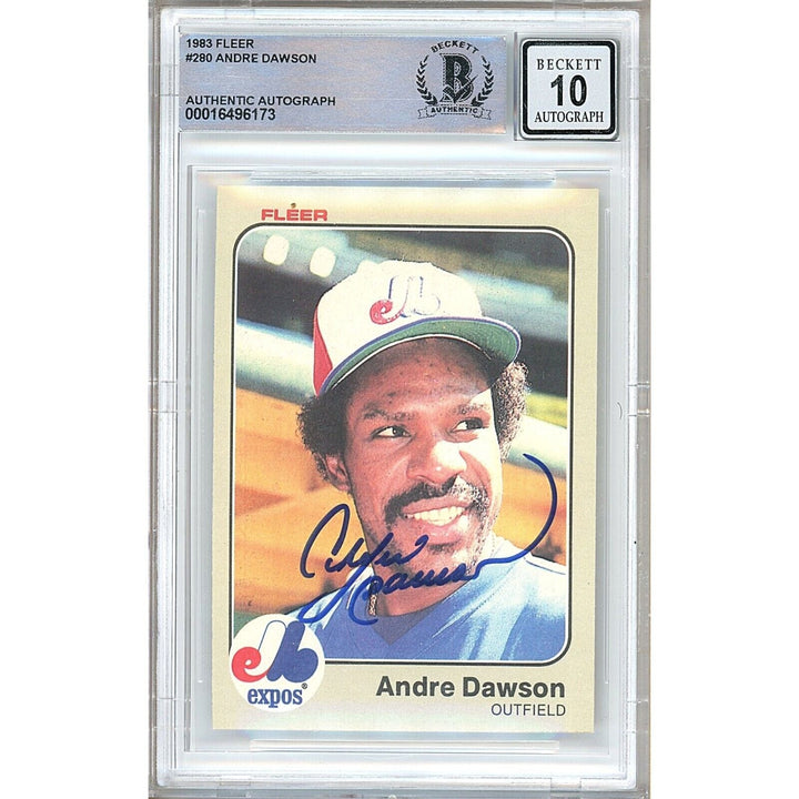 Andre Dawson Montreal Expos Signed 1983 Fleer Baseball Card BGS Auto 10 Graded Slab