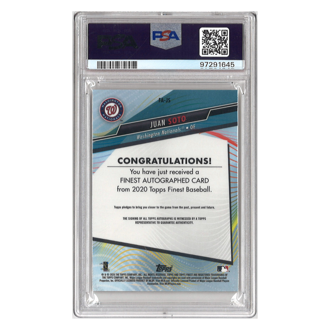2020 Topps Finest Juan Soto Autograph PSA 10 Nationals Yankees